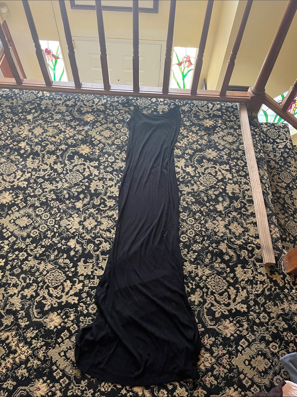 SKIMS Black Sleeveless Maxi Slip Dress